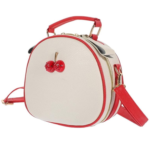 Cute Cherry Crossbody Bag for Women & Teens, PU Leather Summer Shoulder Purse, Lightweight Aesthetic Small Handbag for Travel, Shopping & Daily Use