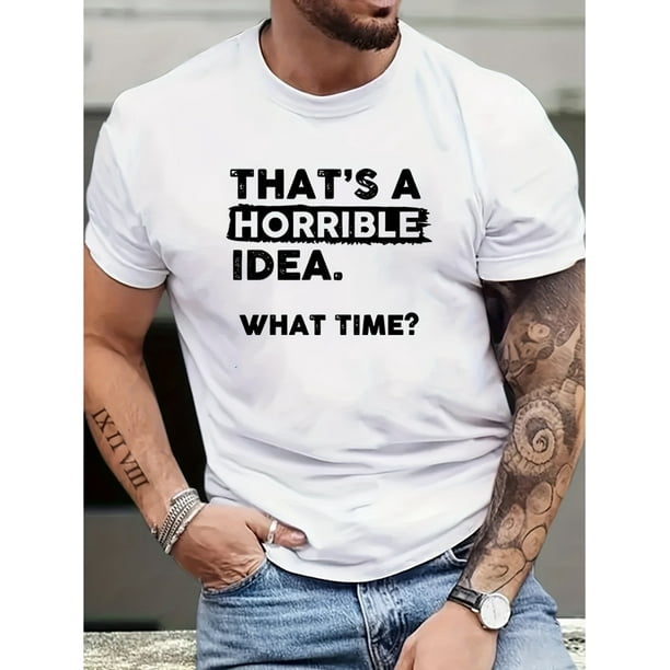 Mens Horror Print T-Shirt - Comfortable Round Neck, Lightweight Short Sleeves - Trendy Regular Fit for Spring Summer Style - Fashionable Holiday Top
