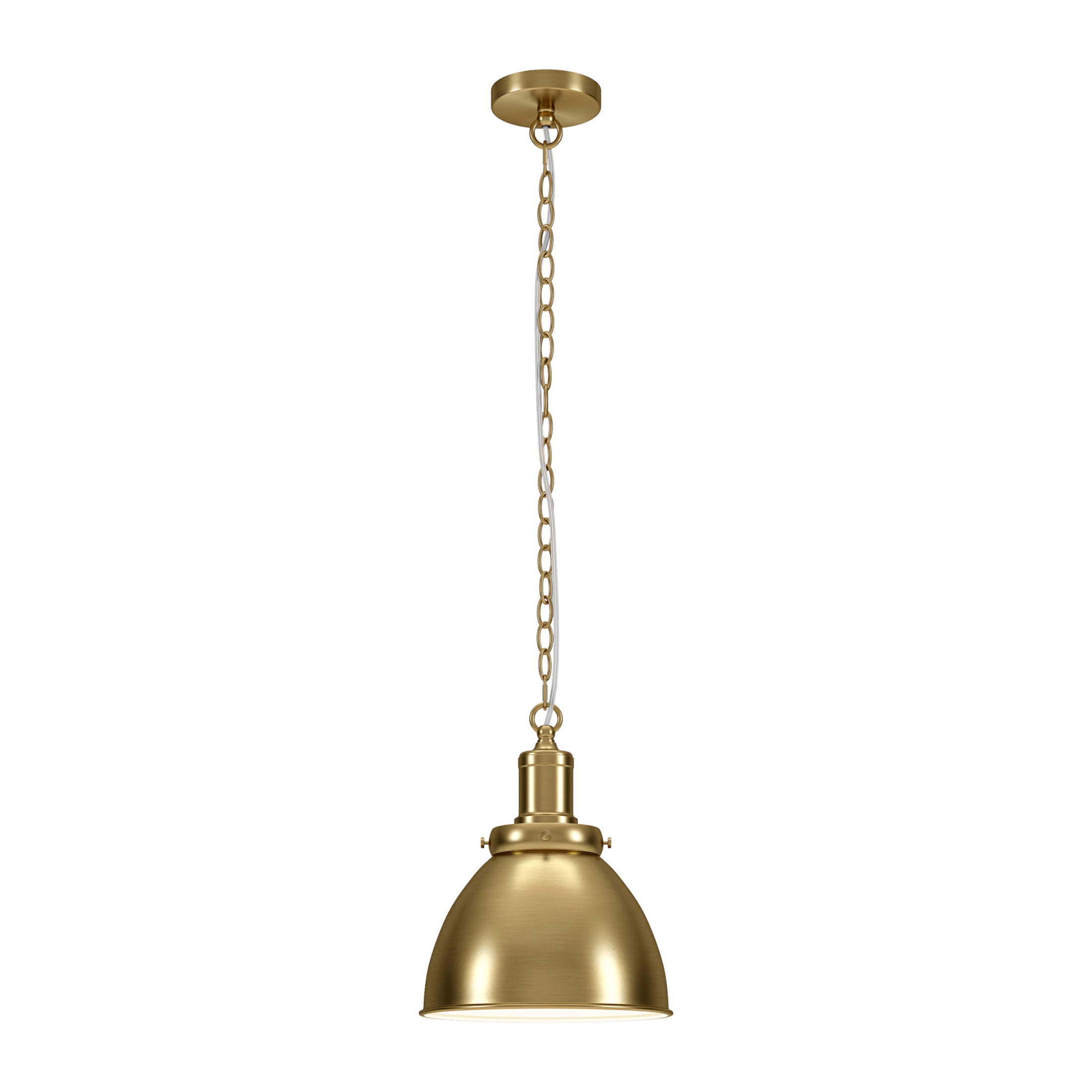 Evelyn&Zoe Industrial 12" Wide Brass Pendant