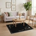 thumbnail image 3 of ODIKA 4'x6' Washable Area Rug Pet Friendly, Non-Shedding Black Beige Elegance with Floral Border Design Vintage Inspired Delicate Motifs and Dotted for Bedroom, Reading Nook, 3 of 7