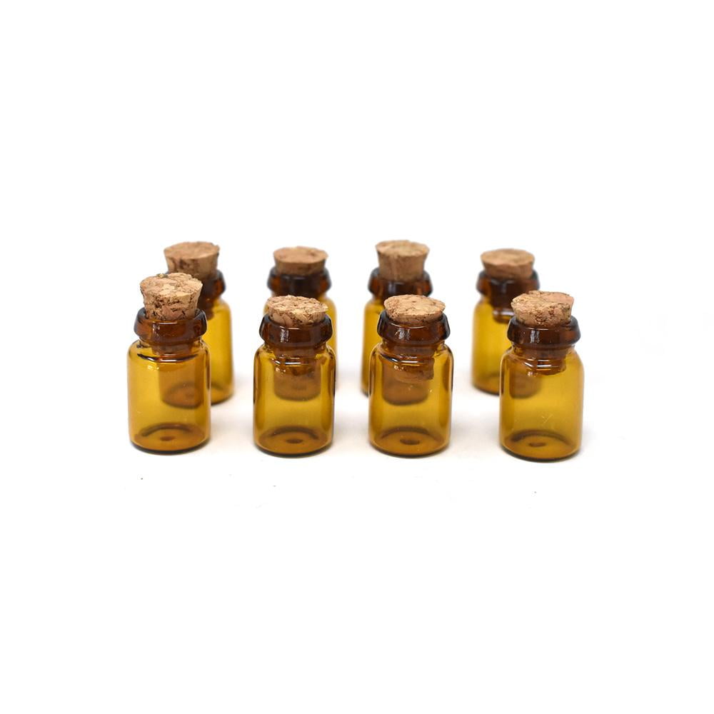 Tinted Mini Glass Containers with Cork Lid, 3/4Inch, 8Count