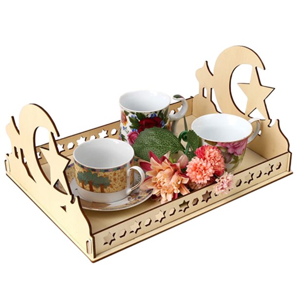 Muyoka Bandeja para servir pasteles, decoración de mesa Eid Mubarak Ramadan, bandeja para servir pasteles Eid Ramadan, exquisita bandeja de postres para reuniones de festivales en el hogar Muyoka Hogar