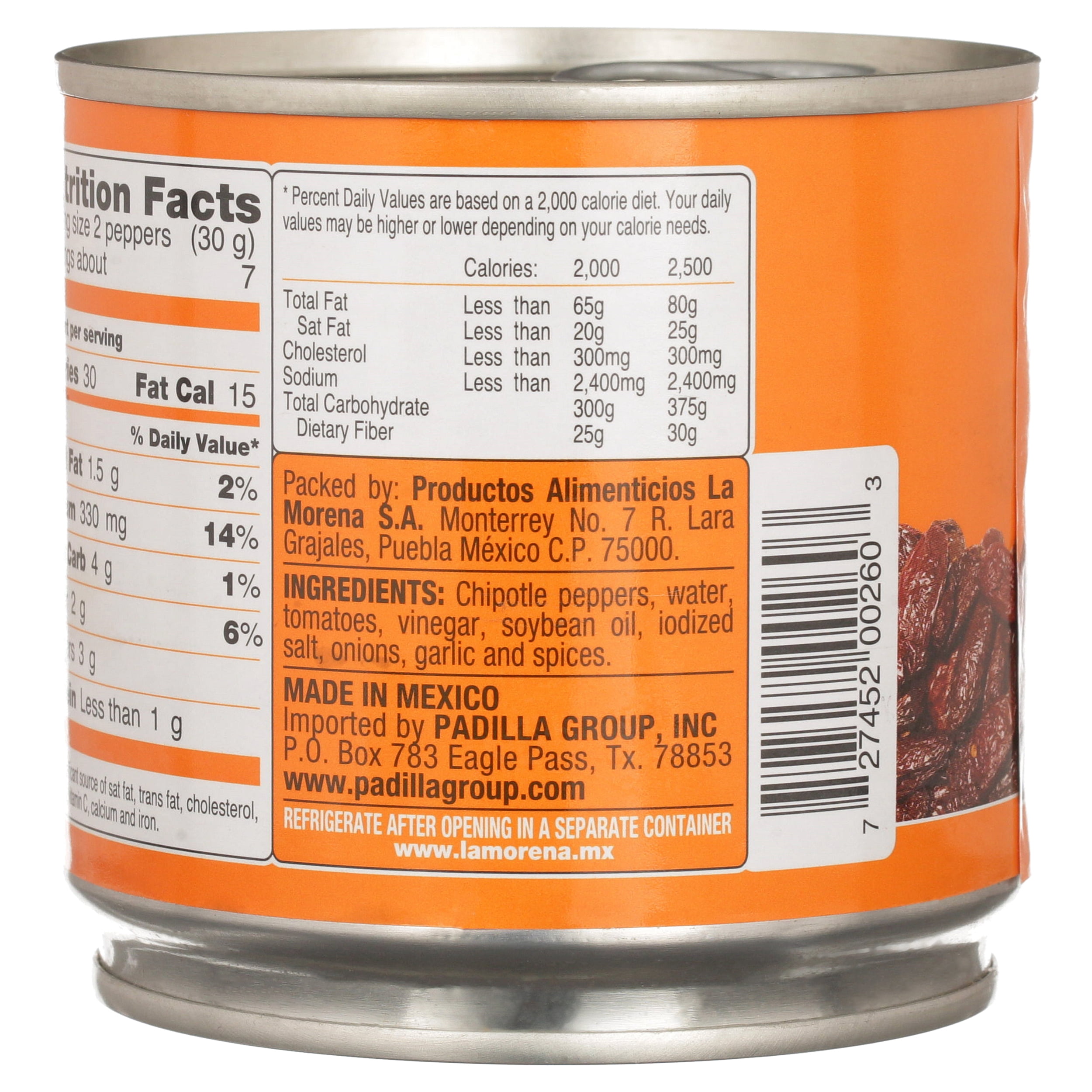 La Morena Chipotle Peppers In Adobo Sauce,  Oz 