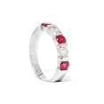 thumbnail image 2 of 1/2 Ct Ruby & Diamond Five Stone Bar Set Wedding Anniversary 14K White Gold Ring, 2 of 3