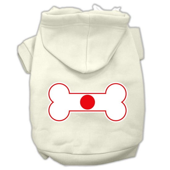 Mirage 62-18 XXLCR Bone Shaped Japan Flag Pet Hoodie Cream Size 2XL by Mirage