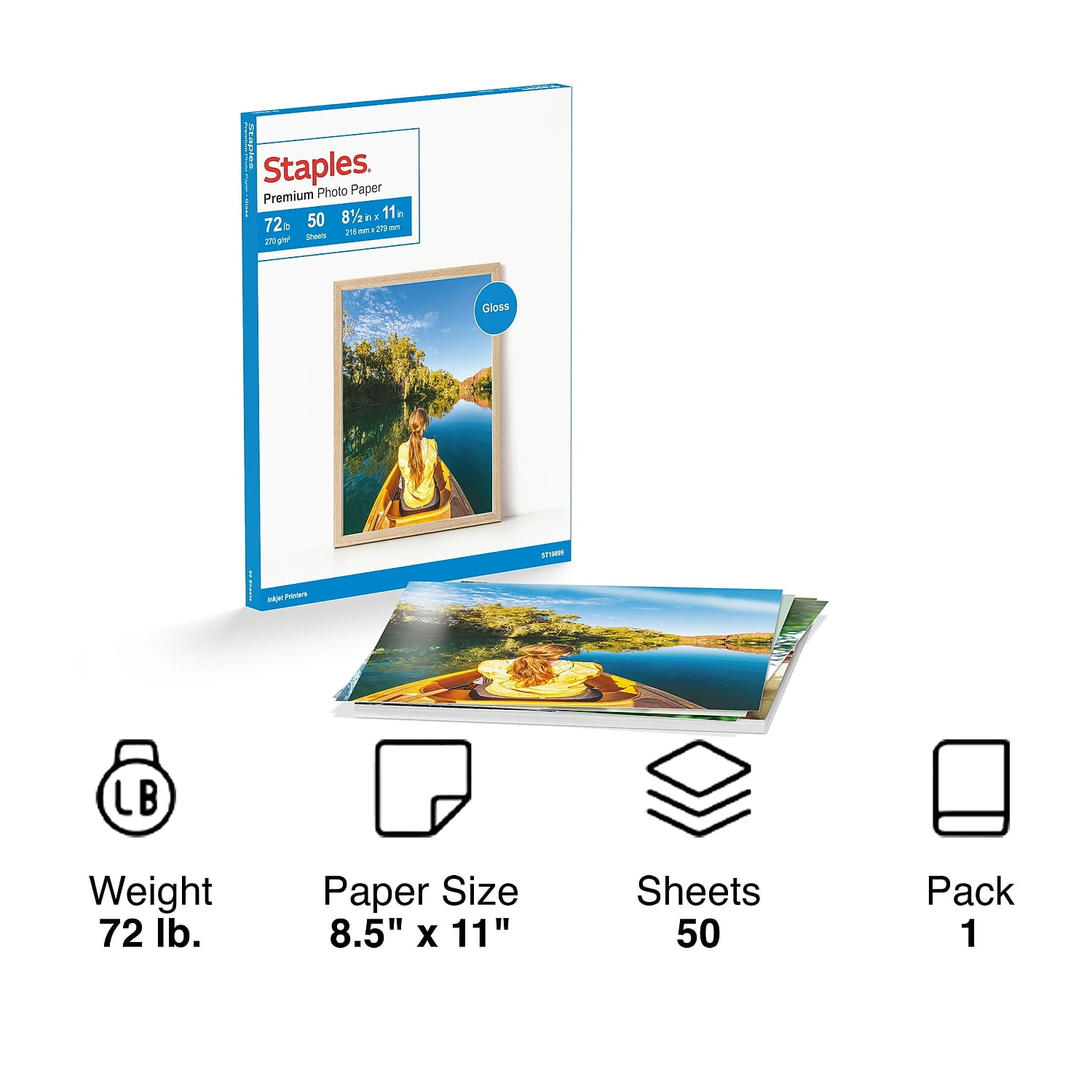 Staples Premium Glossy Photo Paper 8.5" x 11" 50/Pack (19899-CC)