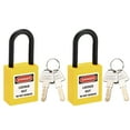 thumbnail image 1 of Lockout Tagout Locks,1-1/2 Inch Shackle Key Different Safety Padlock Plastic Lock Yellow 2 pcs, 1 of 4