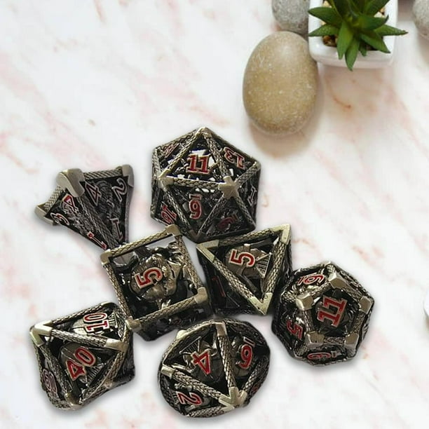 Juego De Dados Poliédricos Metálicos Bullet Dice 7 Piezas - Dados RPG Aleación Zinc Para Juegos De Rol