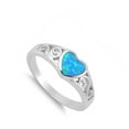 thumbnail image 4 of CHOOSE YOUR COLOR Filigree Heart Blue Simulated Opal Vintage Ring .925 Sterling Silver Band CZ Female Size 8, 4 of 4