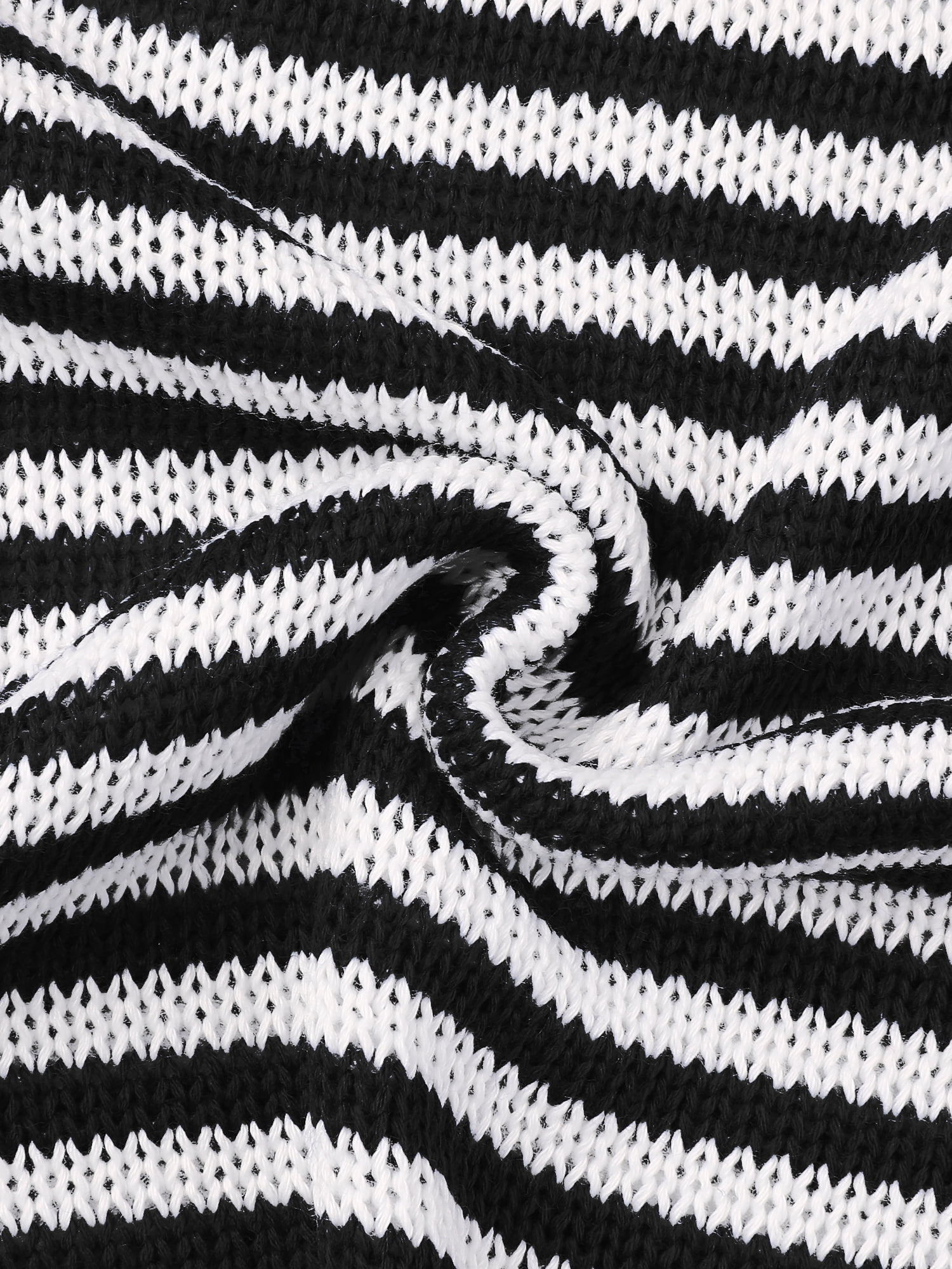 DARING DIVA Women's Striped Knitted Trendy Pullover Top L Black