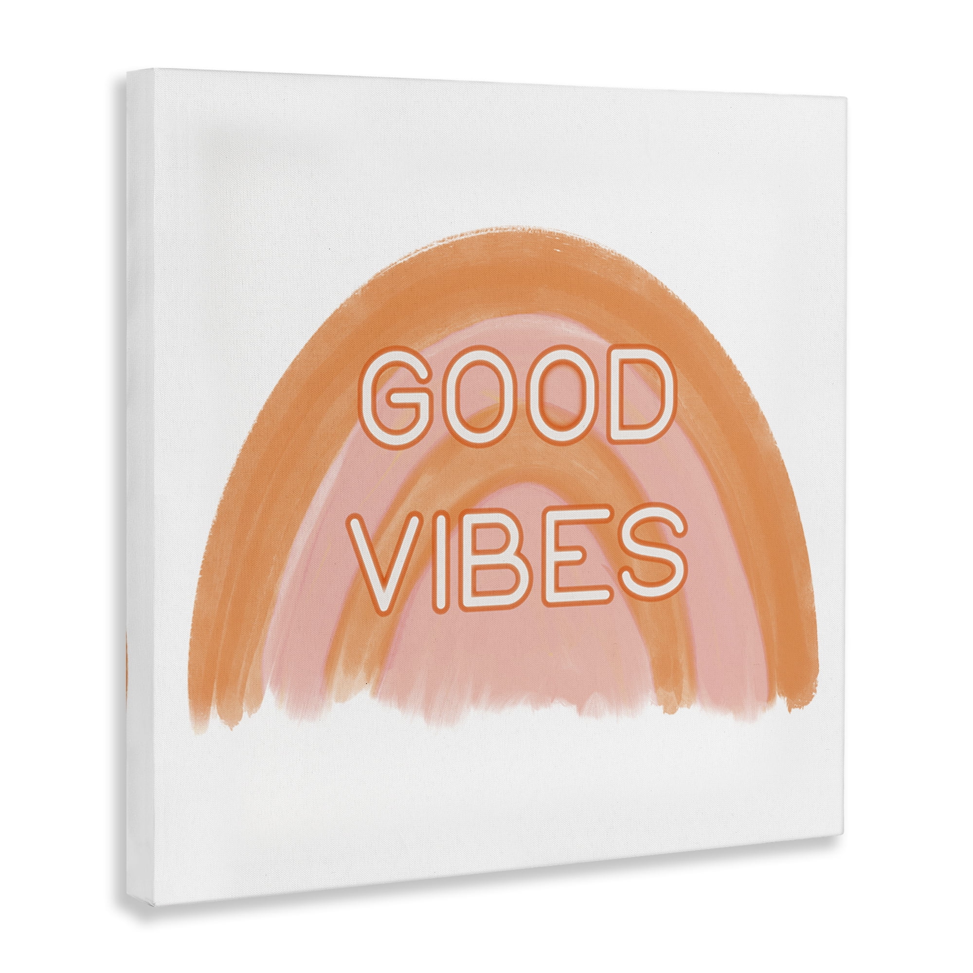 Stupell Industries Orange Good Vibes Text & Numbers Painting Wrapped Canvas Art Print Wall Art, 36 x 36