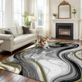 thumbnail image 3 of Area Rug for Living Room, Black Gray Marble Non-Slip Indoor Large Carpet for Bedroom/Dining Room, Vintage Golden Abstract Patterned Washable Low-Profile Rectangle Floor Runner Rugs - 6 x 9 Ft, 3 of 7