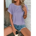 thumbnail image 3 of Hauts à Manches Courtes pour Femmes Mode Printemps/été Décontractée Ample Col Rond Manches Courtes Haut pour Femmes Aguichant Hauts d'Été pour Femmes Hauts à Manches Courtes T-Shirts pour Femmes Mode, 3 of 7