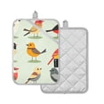 thumbnail image 2 of Colorful Birds Print Oven Mitts Pot Holders 2 pcs Heat Resistant for Kitchen Baking Grilling, 2 of 7