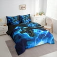 thumbnail image 3 of Manfei Magic Dragon Bedding Comforter Set 7 Pieces, Magical Animal Wildlife Queen Bedding Sets, Blue Lightning Queen Sheet Sets, Microfiber Bedroom Decor, 3 of 8