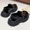 thumbnail image 6 of Girls Platform Loafers Slip On Chunky Shoes with Non-Slip Sole Round Toe School Uniform Dress Shoes Gold 36, 6 of 7