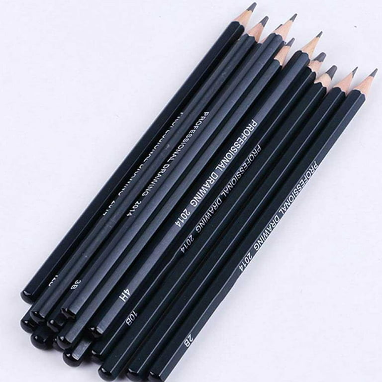 Definite Graphite Sketch Drawing Pencils- 14B, 12B, 10B, 8B,  7B, 6B, 5B, 4B, 3B, 2B, B, H, HB, 2H, 3H, 4H, 5H, 6H and 7H (19 Pencils);  Charcoal Pencils 