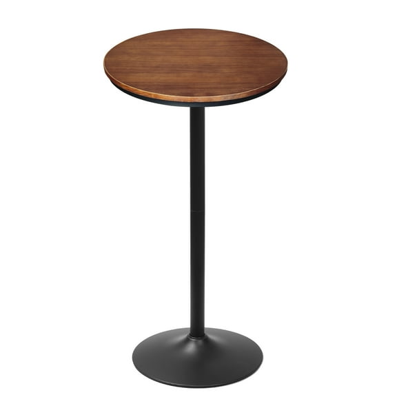 VILAVITA Round Bar Height Bistro Pub Table - Natural Wood Top, Heavy Metal Frame, 21.7 Inch Top, 40.5 Inch Height