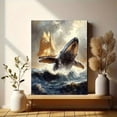 thumbnail image 6 of Qisvanset 12x16 Inch Framed Canvas Wall Art Majestic Whale And Sailboat Ocean Adventure Nautical Wall Art, 6 of 8