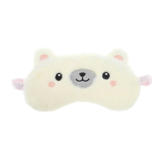 Unique Bargains 1 Pc Durable Bears Eye Mask for Travel White Fleece