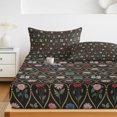 thumbnail image 6 of Twin XL Size Fitted Sheet Set - Rustic Floral 2 Piece Bedding Sets 16" Deep Pocket Fitted Sheet with 1 Pillowcases, Farmhouse Wildflowers Leaves Vintage Black Brushed Microfiber Hotel Bed Sheets, 6 of 9