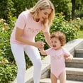 thumbnail image 3 of Mommy and Me Matching Outfit Short Sleeve Crew Neck Floral Letter Print Mom Shirt Infant Baby Girl, 3 of 7