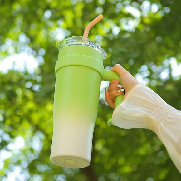 Back to School! pstuiky Water Cup with Straw and Lid, High-capacity 40oz Handle Cup, Stainless Steel Insulation Cup, Cold Insulation Vacuum Car Mounted Straw Handle, Car Water Cup