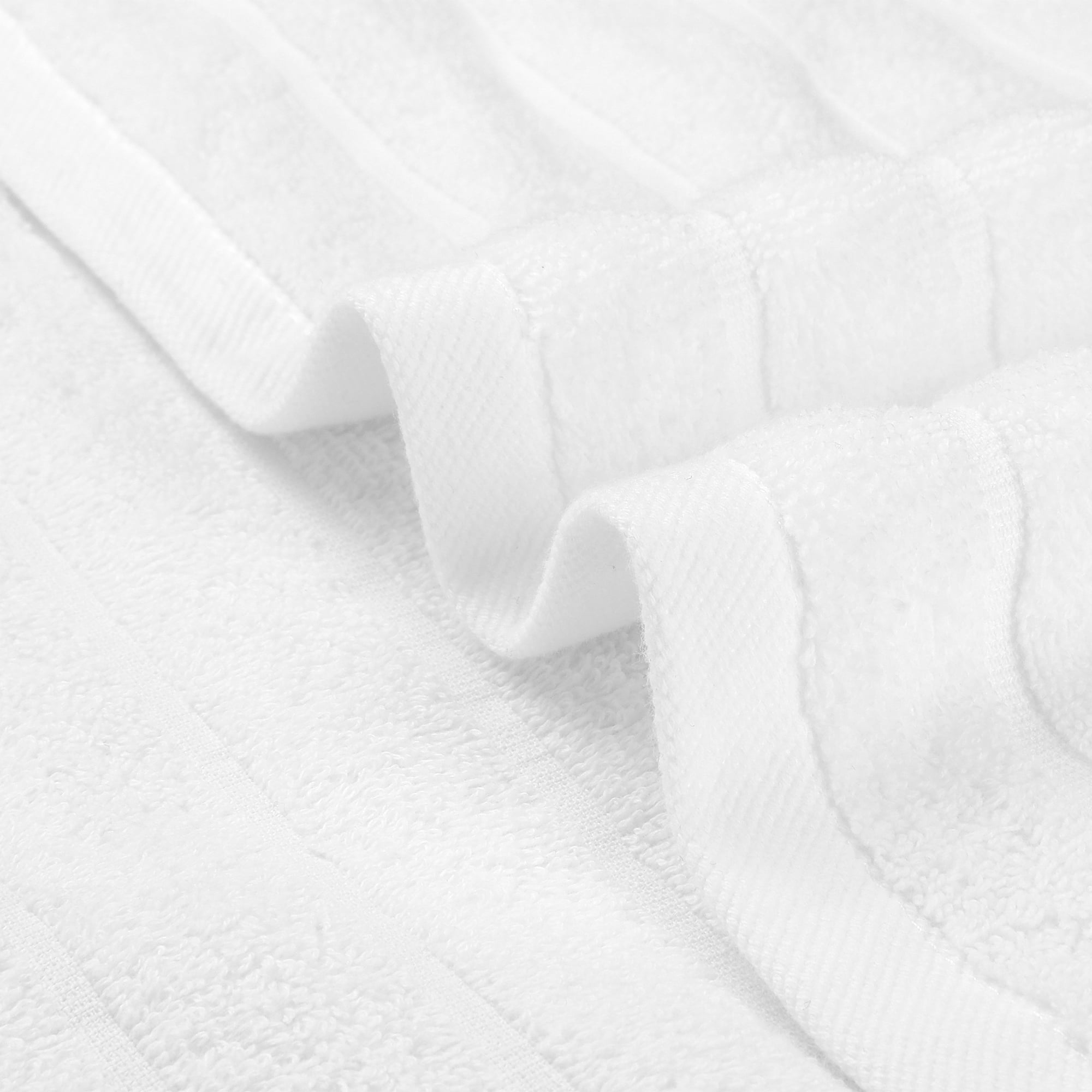 Unique Bargains Striped 12 Pack Washcloths Pure Cotton Face Towels Comfort Towels White