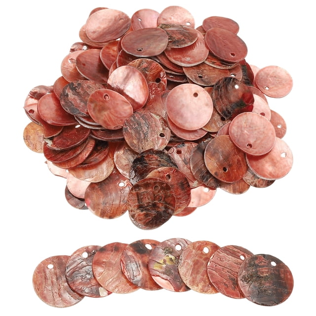 Uxcell 120Pcs Conchas de Capiz 1.5cm/0.6" Redondas Naturales con 2 Agujeros para Decoración de Manualidades, Marrón