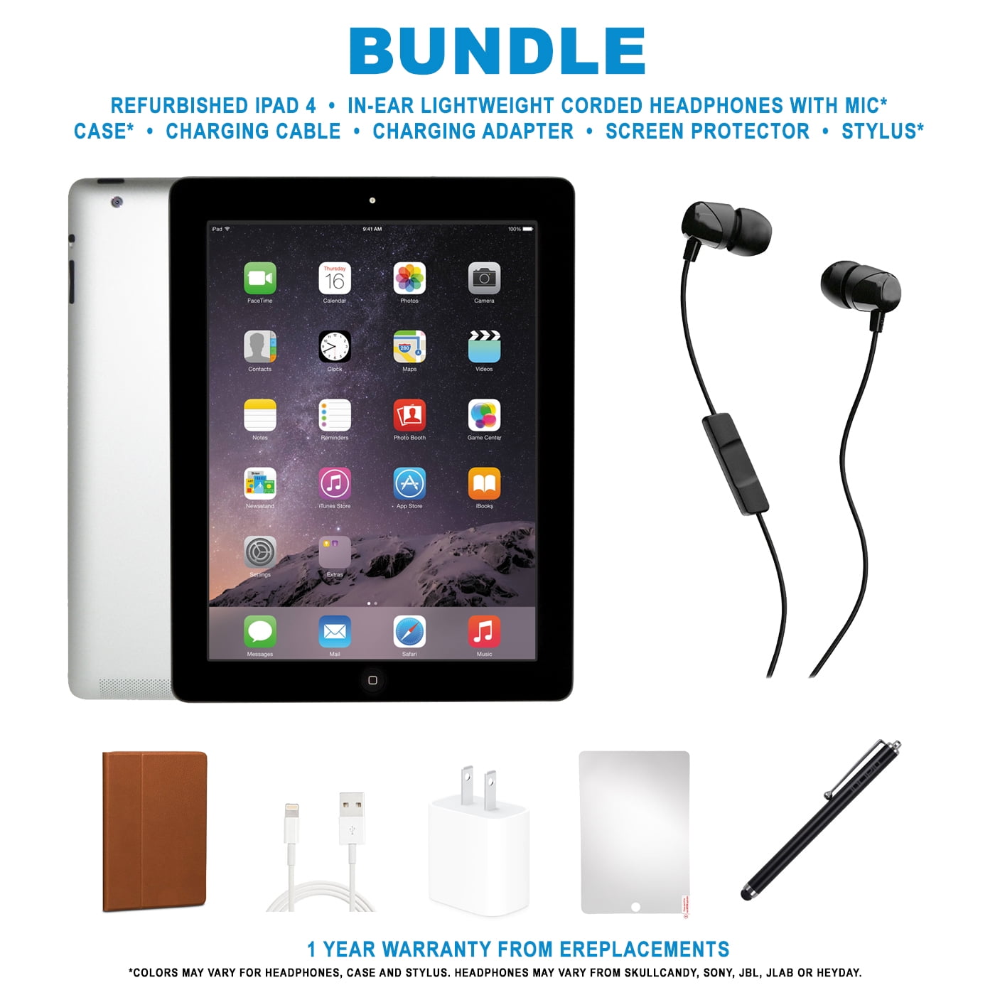 Skru ned Decode Angreb Restored Apple iPad 4 (2012) Bundle, 16GB, Black, Wi-Fi, In-Ear Headphones,  Case, Tempered Glass, Stylus, Charging Accessories. - Walmart.com