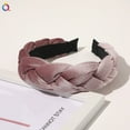 thumbnail image 2 of XASZHN Textured Braided Velvet Wide Headband for Women Solid Color Hair Accessory with Ribbon Detail Brown1_001 One Size, 2 of 5