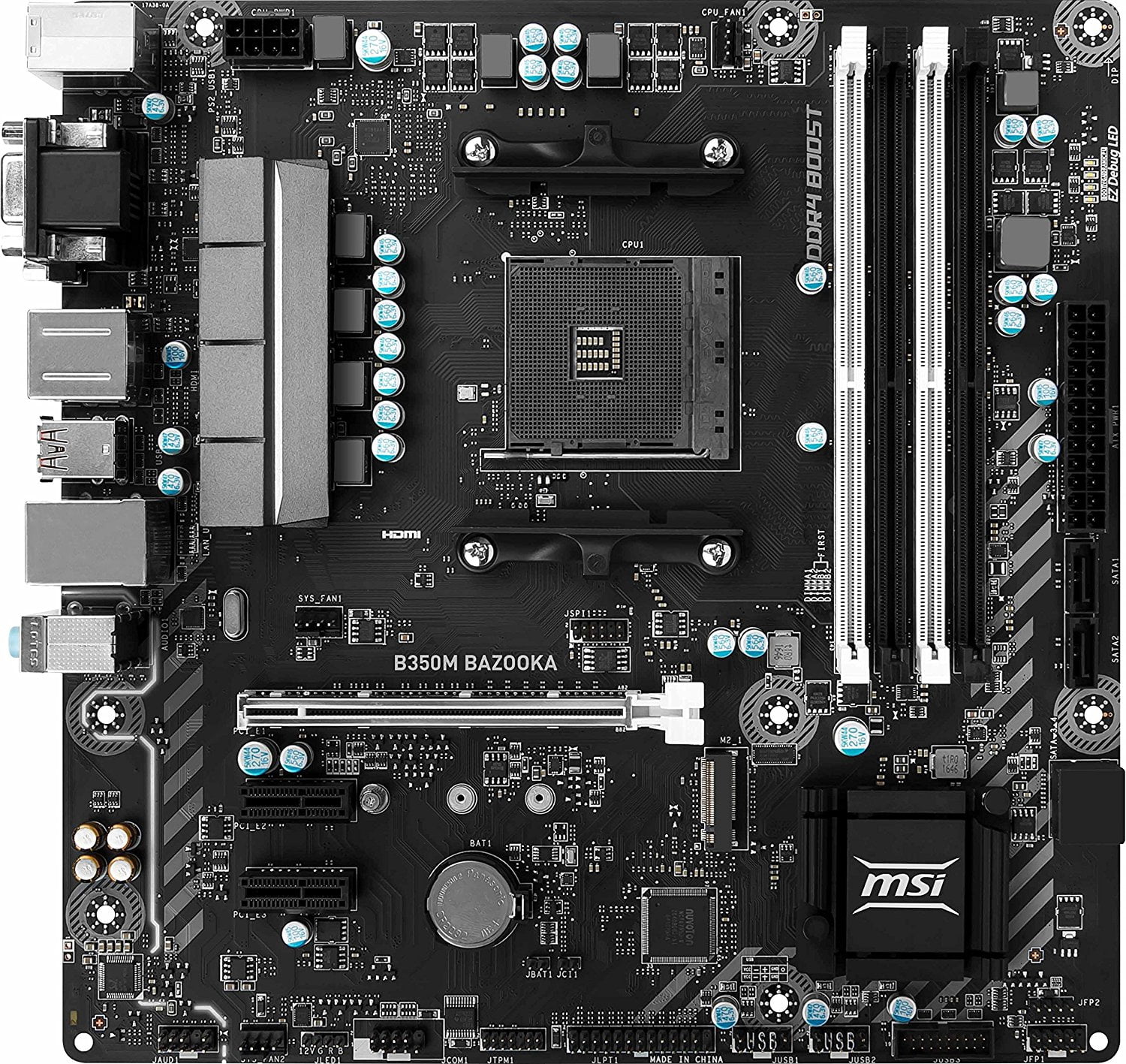 MSI B350M BAZOOKA Desktop Motherboard, AMD Chipset, Socket AM4