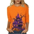 thumbnail image 2 of Inverlee Halloween Shirts Women Cute Pumpkin Ghost Graphic Tees Classic Crewneck T-shirt 3/4 Sleeve Tunic Blouse Tops Halloween Clothes, 2 of 5