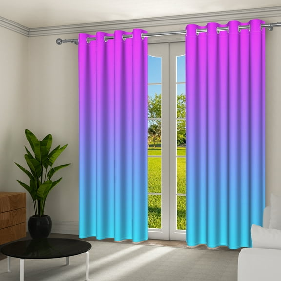 Aofoto Room Darkening Purple Blue Blackout Curtains Grommet Window Drapes for Living Room Bedroom ,2 Panels of 52" W x 84" L