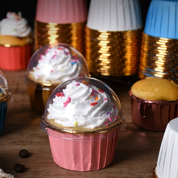 Wharick 50Pcs Cupcake Cups, Disposable Aluminum Foil Cupcake Baking