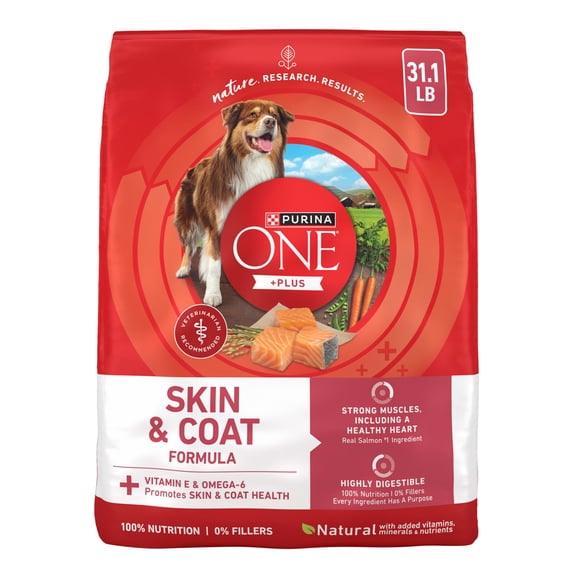 Purina ONE Plus Dry Dog Food Skin & Health Formula, High Protein Rich Natural Salmon, 31.1 lb Bag