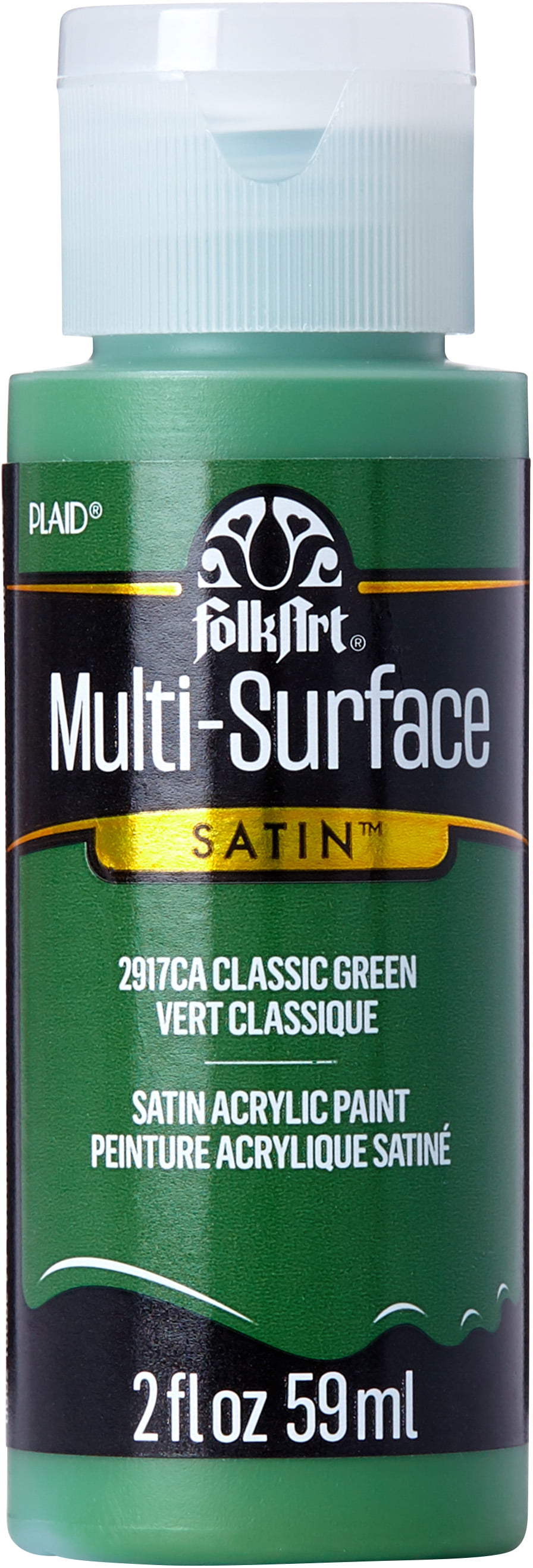 FolkArt Multi-Surface Acrylic Craft Paint, Satin Finish, Classic Green, 2 fl oz