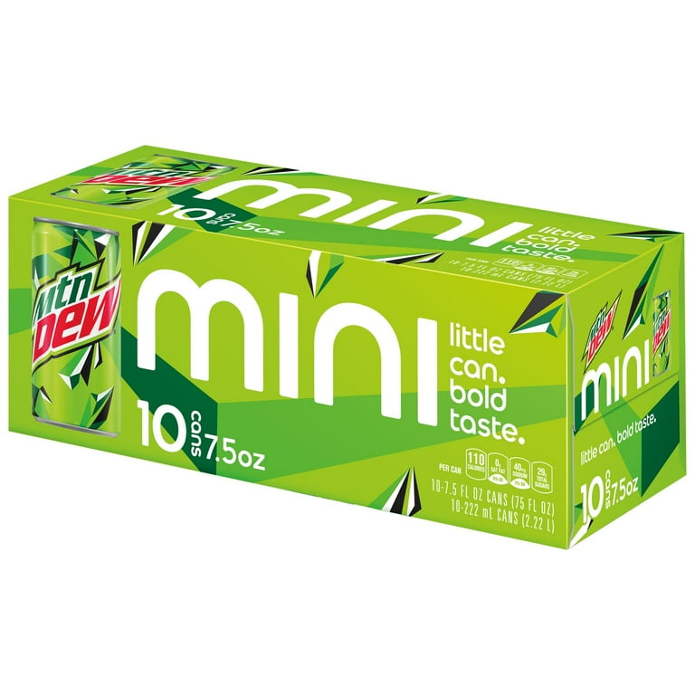 Mountain Dew Soda, Mini Cans, 7.5 Fl Oz (Pack of 10)