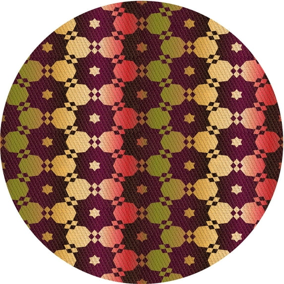 Ahgly Company Machine Washable Indoor Round Transitional Deep Red Area Rugs, 8' Round