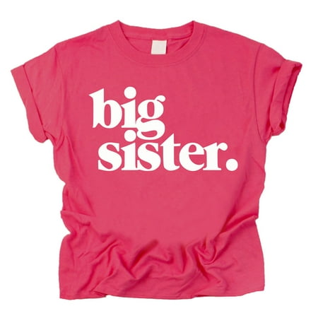 

Bold Big Sister Colorful Sibling Reveal Announcement T-Shirt for Baby and Toddler Youth Girls Sibling Outfits Vintage Hot Pink Shirt 18 Months
