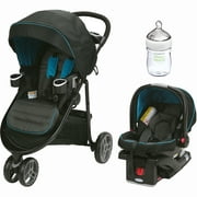 Angle View: Graco Modes 3 Lite Stroller Travel System, Poseidon with Nuk Simply Natural 5oz Bottle, 1-Pack