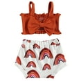 thumbnail image 1 of Xingqing 2PCS Infant Baby Girls Solid Color Bow Tank Tops with Printed Triangle Shorts, 1 of 9