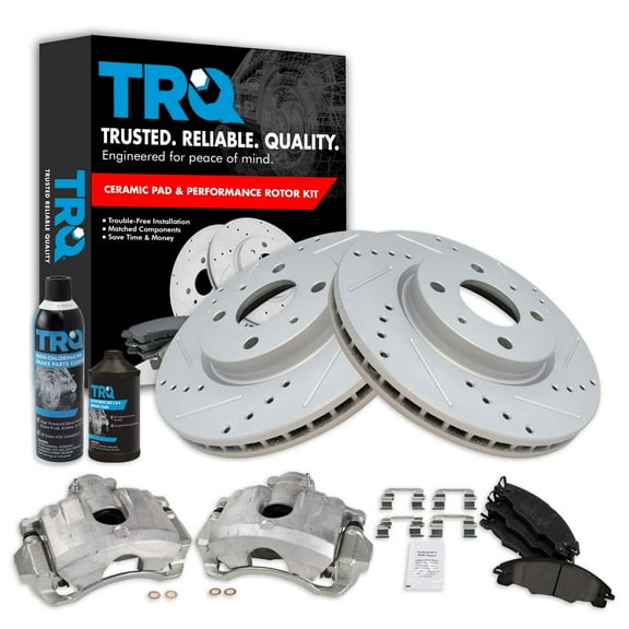 Front Ceramic Brake Pad, Performance Rotor & Caliper Kit w/ Chemicals for Ford BKA22031 Fits select: 2008-2011 FORD FOCUS