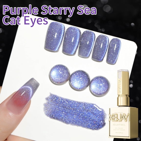 XEIJAYI 15ml Holographic Magnetic Cat Eye Gel Polish - Reflective Shimmer Nail Art With Alcohol-Free/LED Soak-Off Gel For Salon & DIY, Japanese-Korean Style Nail Designs, Nail Care, DIY Nail Design,