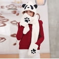 thumbnail image 6 of XIAOCHA Womens Panda‑Print Hooded Scarf Hat Plush Hats for Fall Winter Walk Hoodedscrafthats,White, 6 of 7