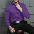 thumbnail image 1 of Blusa y camisa de manga larga con cuello vuelto para hombre, informal, con botones, lisa, de manga larga, transpirable, de poliéster, 1 of 6