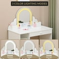 thumbnail image 4 of Tocador infantil 2 en 1 con espejo LED iluminado y taburete – Escritorio de maquillaje y estudio para niñas de 3 a 9 años – Cajón, estantes abiertos y accesorios – Color blanco (con accesorios), 4 of 6