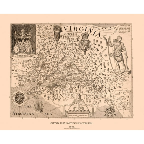 Historic State Map - Virginia - 1900 - Vintage Wall Art