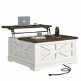 thumbnail image 2 of ANPOO 36” Square Lift Top Coffee Table with Power Outlets & Movable Wheels, Farmhouse Coffee Table w/Large Hidden Storage, Multi-Function Lift Wood Center Table for Home, Office,Rustic White, 2 of 9