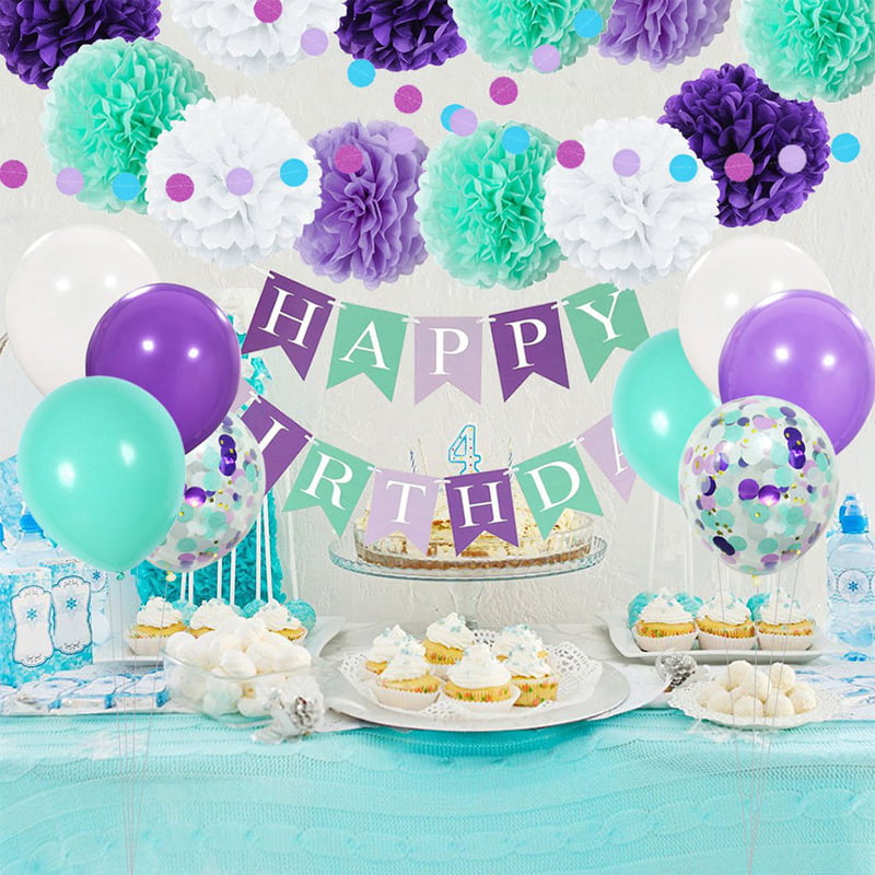 monthly photo banners mermaid garland first birthday party decoration supplie PL 